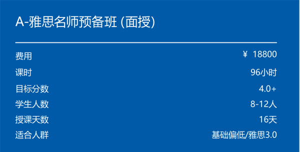 A-雅思名师预备班（面授）