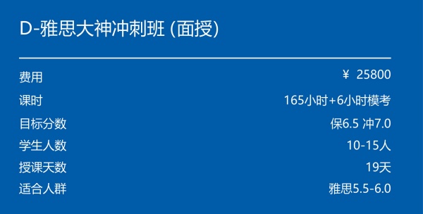 D-雅思大神冲刺班（面授）