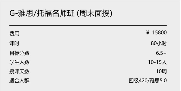 G-雅思/托福名师班（周末面授）