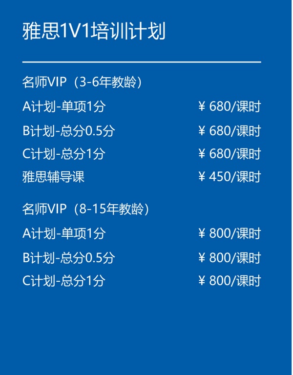 雅思1V1培训计划